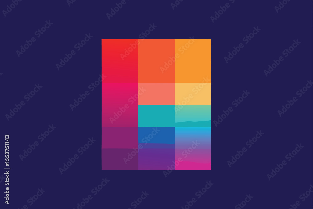 Poster vivid gradient squares create a modern minimalist design highlighting vibrant colors in a multicolor