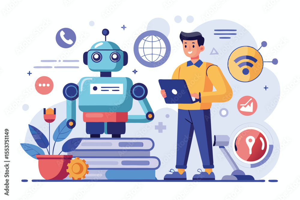 Poster character exploration using artificial intelligence at a modern workspace featuring a person and a r