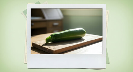 Fresh Zucchini Resting on Wooden Cutting Board Still Life Concept