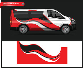 Red and White Car Wrap Design for Vans