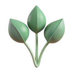 Obraz premium Three stylized green leaves on stems isolated on transparent background