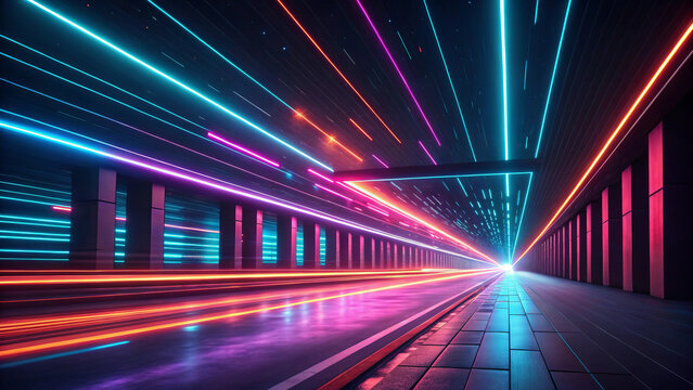 Neon Light Tunnel with Speed Motion and Sci-Fi Vibes