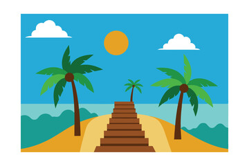 Obraz premium tropical beach with palm trees