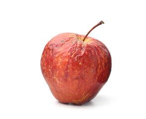One whole rotten apple isolated on white
