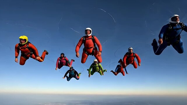 Skydivers in formation