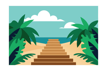 tropical island with palm trees