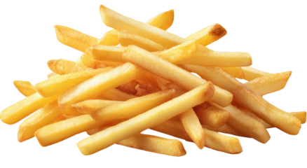Golden fries look appetizing, inviting tasty bite