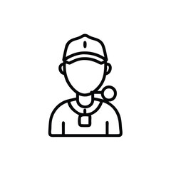 And line art of a person wearing a cap and whistle on a background headwear
