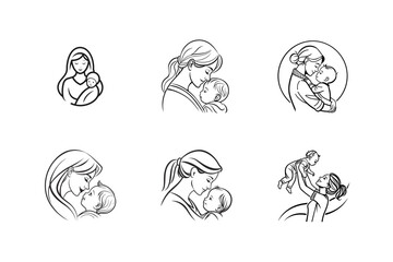mother and baby special emotional daily moments vector art