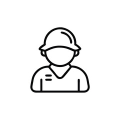 Outline of a person wearing a hard hat and uniform on a background helmet