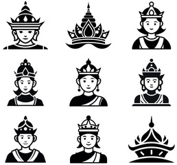 Burmese and Thai Crown Icons