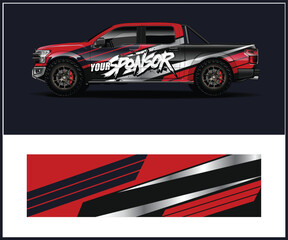 Obraz premium Red and Black Graphic Design for a Pickup Truck