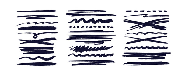 Pastel divider set. Vector stroke, chalk line sign