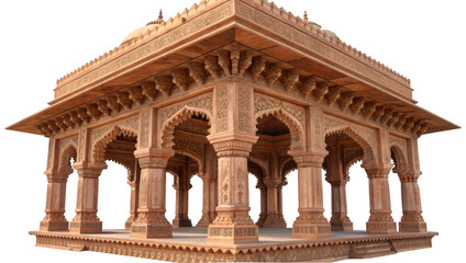 Intricate stone carvings adorn this exquisite indian pavilion isolated on transparent background, showcasing its rich architectural detail and cultural heritage