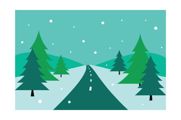 Fototapeta premium Winter Wonderland Road Trip Snowy Scenic Drive through Evergreen Forest