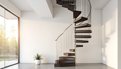 Contemporary Elegance: A Spiral Staircase in Minimalism