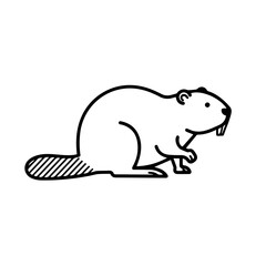 Obraz premium North American beaver Castor canadensis illustration. Detailed drawing of beaver, national symbol of Canada. Cute beaver image perfect for Canada Day celebrations, children's books,