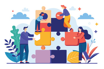 Collaborative puzzle building brings friends together for a creative experience and personal achievement in a bright environment