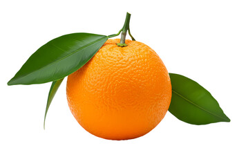 Juicy Orange Fruit with Leaves Vibrant Citrus Photo on transparent background