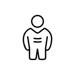 Outline human figure icon with circle head and equal sign on background person