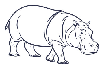 Obraz premium Hippopotamus Illustration on White Background