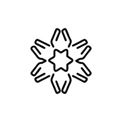 Line art hands forming a star shape with a six-pointed star in the center on background