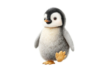 Naklejka premium PNG Adorable baby penguin with fluffy feathers and playful pose