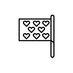 Outlined flag with eight heart shapes on background Inclusivity concept hearts love