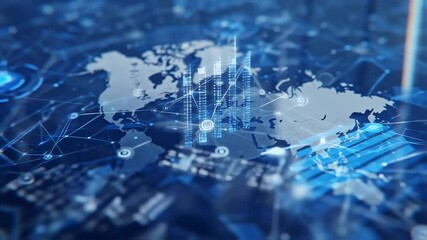Global network connections with digital world map and data visualization - Powered by Adobe