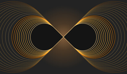Golden abstract minimalist infinity endless concept, geometric outline fractals shapes using thin lines, curve, circle for wallpapers, banners, ads and covers, background or logo