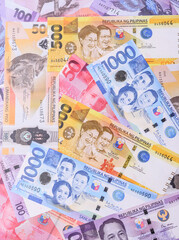 Philippines money, peso, paper banknotes, cash. Philippines money for business