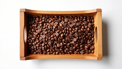 coffee beans in a wooden box