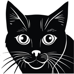 Artistic feline vector portrait in monochrome, ideal for branding, logos, and stylish merchandise.