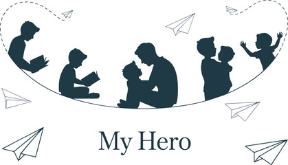 Father's Day Vector Illustration, A Tribute to Fathers and son