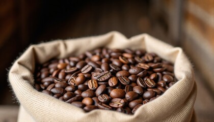 Fototapeta premium coffee beans in sack