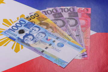 Philippines money, peso, paper banknotes, cash. Philippines money for business