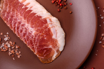 Sliced ham, meat, pork or turkey sausage for sandwiches. Ham slices, food