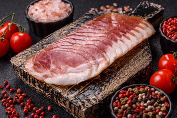 Sliced ham, meat, pork or turkey sausage for sandwiches. Ham slices, food