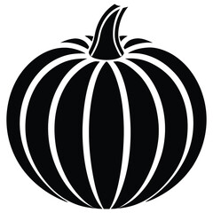 Stylized pumpkin icon in silhouette form, conveying seasonal charm for use in Halloween invites, thanksgiving cards, or agricultural illustrations.