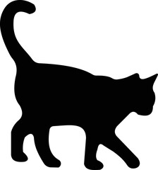 Cat silhouette icon. Black cat icon vector isolated on transparent background. Perfect for logos, decals, apparel design. Vector illustration.