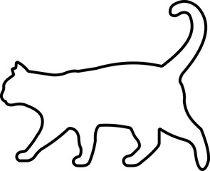 Cat silhouette icon. Black cat outline icon vector isolated on transparent background. Perfect for logos, decals, apparel design. Vector illustration.