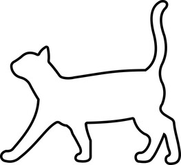 Cat silhouette icon. Black cat outline icon vector isolated on transparent background. Perfect for logos, decals, apparel design. Vector illustration.