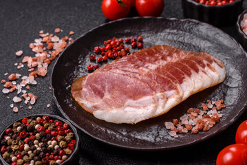 Sliced ham, meat, pork or turkey sausage for sandwiches. Ham slices, food