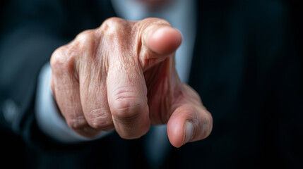 Obraz premium A hand is prominently pointing forward, emphasizing the importance of a discussion on accountability in a professional environment. The focus is on guidance and direction