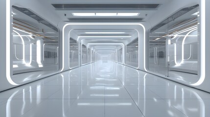 Obraz premium bright white futuristic room filled with servers