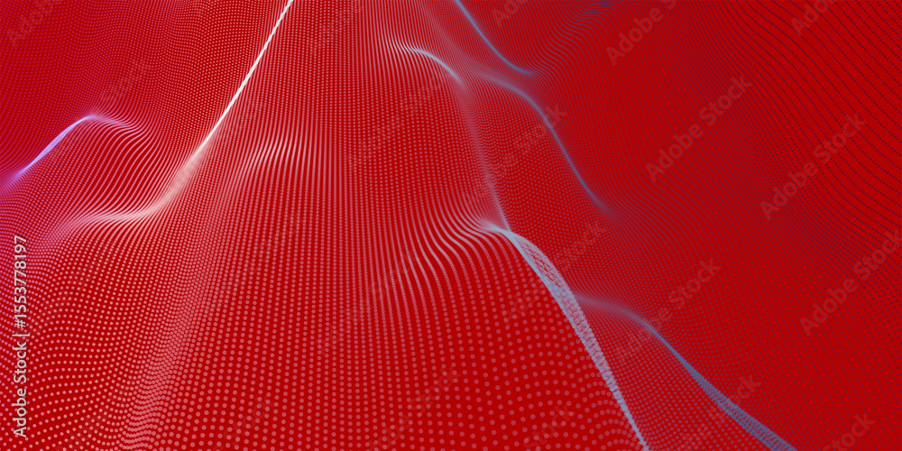 Poster futuristic dot wave. abstract digital particle wave. technology background. colored musical wave. li