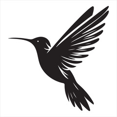 Obraz premium Black vector silhouette illustration of a flying eagle with outstretched wings