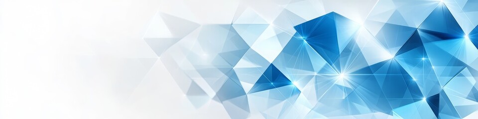 Blue Polygonal Triangles Abstract Background, LinkedIn cover, copy space, AI Generated