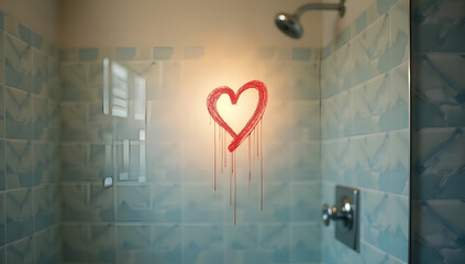 Smudged Expressions: Heart on a Foggy Mirror