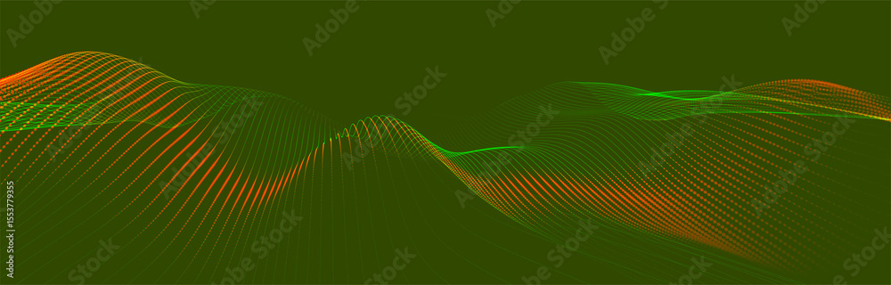 Poster abstract colorful digital particle wave. futuristic dot wave. technological background. colorful mus